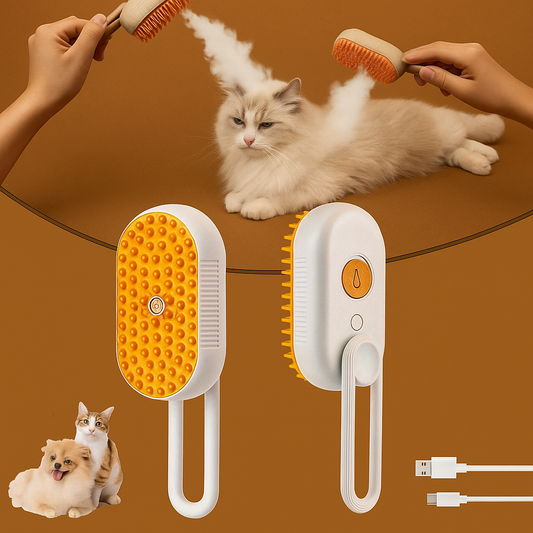Steam Brush for Cats/dogs ,Upgraded 3 in 1 Cat Steam Brush for Shedding Pet Steam (Coffee)